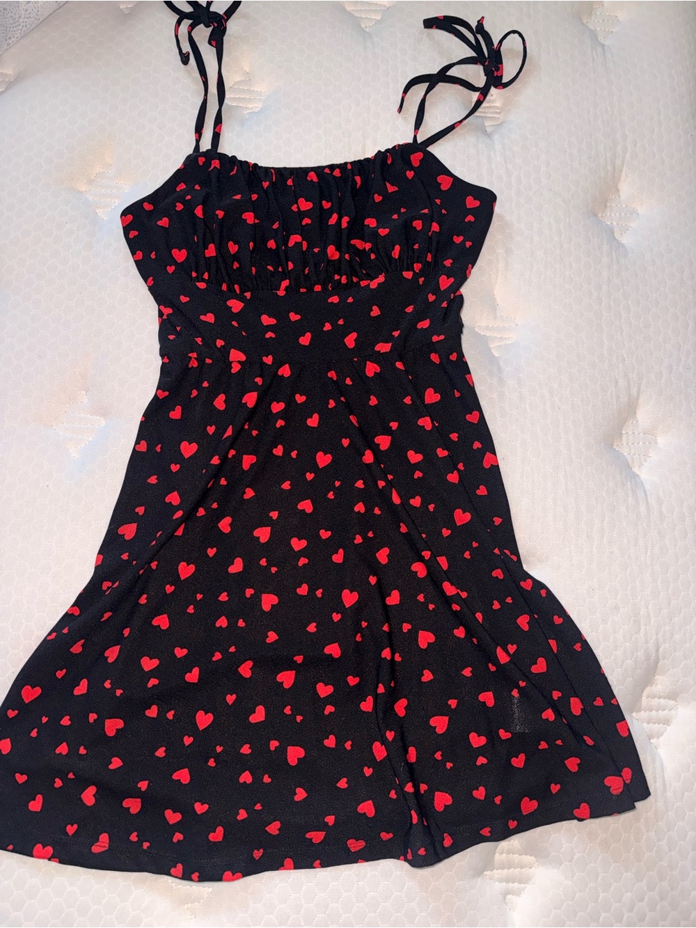 81. Black Sundress with Red Heart Print